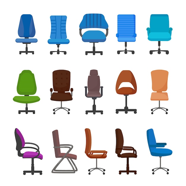 Desk chair icons set cartoon vector Desk office