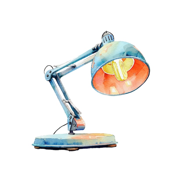 desk lamp vector illustration in watercolor style