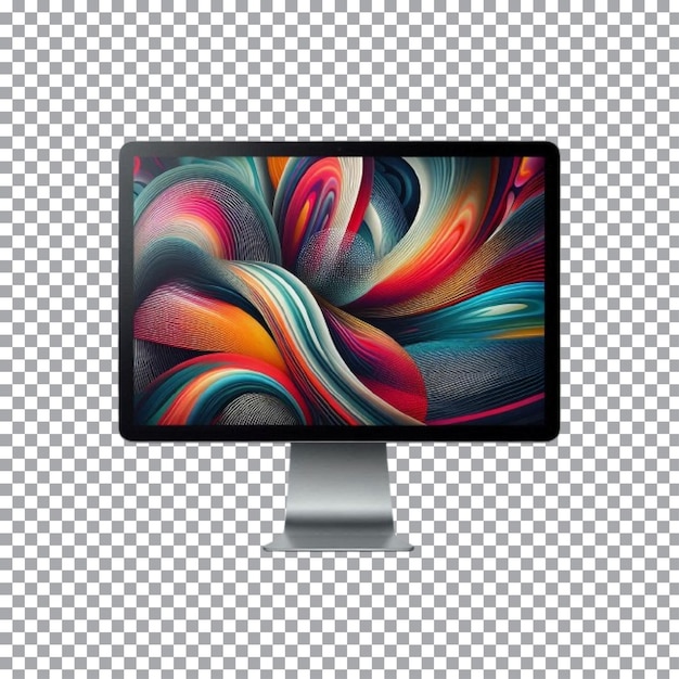 Vector a desktop monitor with a colorful background and a on the screen on transparent background