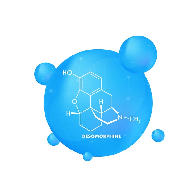 Vector desomorphine chemical formula desomorphine chemical molecular structure