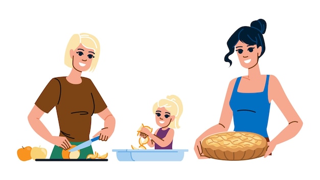 Vector dessert baking apple pie vector