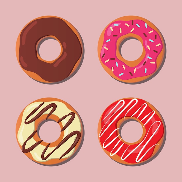 Dessert concept colorful donuts set