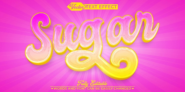 Vector dessert cute purple sugar vector editable text effect template