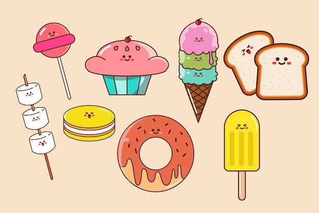 Dessert Doodle in Cute Emoticon