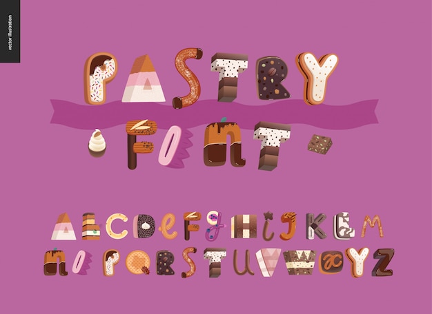 Dessert font in modern illustrated letters