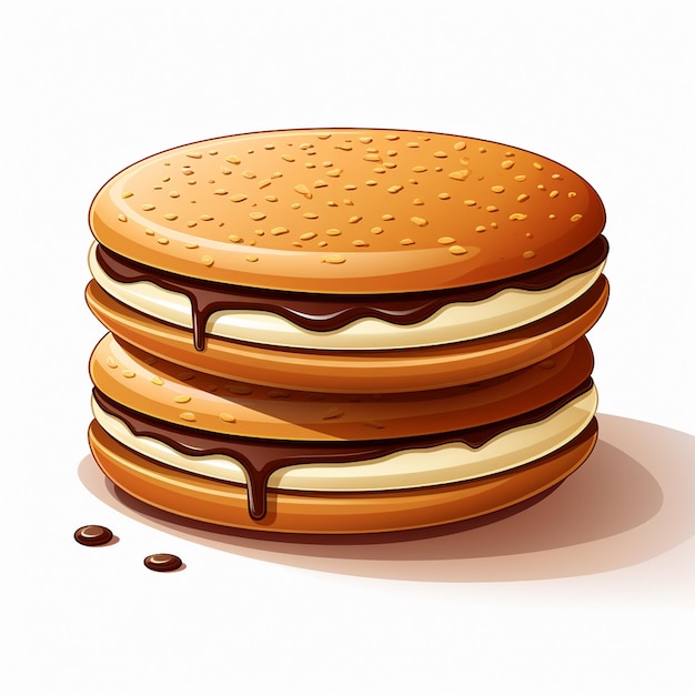 dessert food sweet illustration japan japanese vector snack pancake bakery dorayaki isola