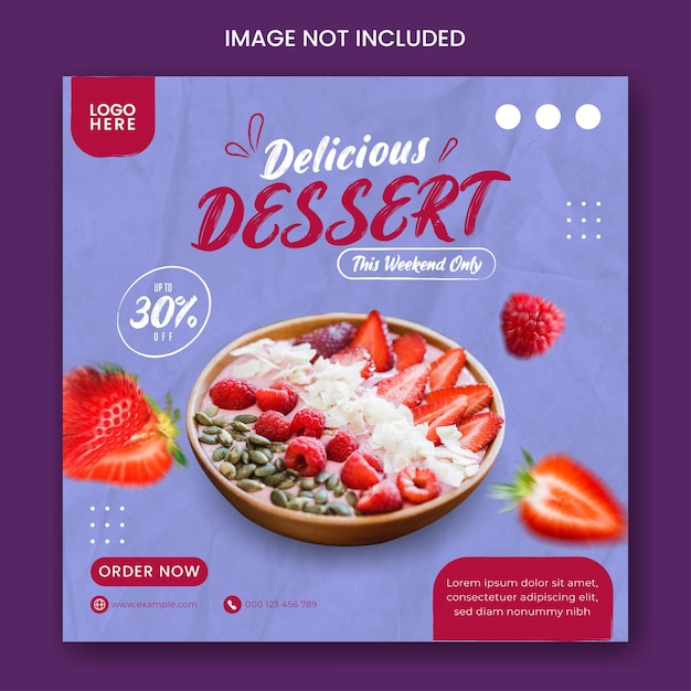 Dessert or fruit smoothies social media post template with fresh fruit