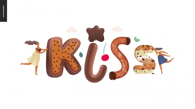 Dessert lettering Kiss