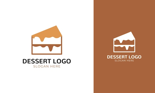 Dessert logo design with melted cream and slice cake concept