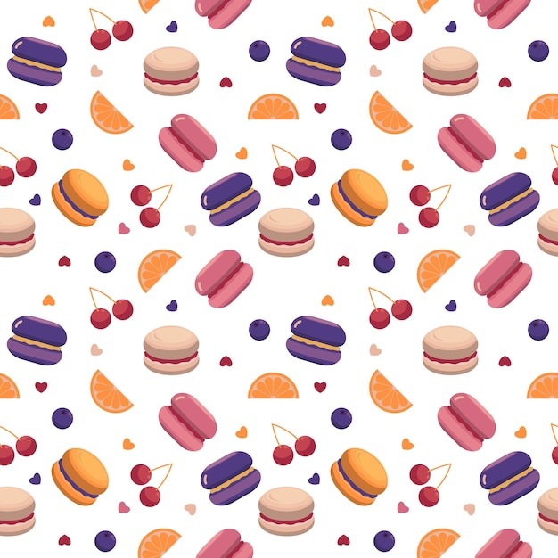 Dessert Sweet Food Macaron Seamless Pattern Background