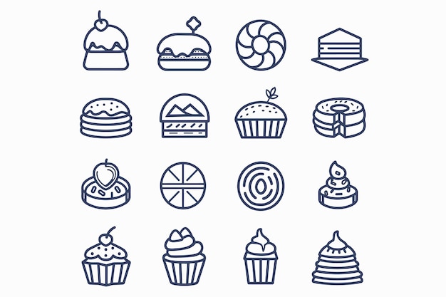 Desserts icon set isolated on white