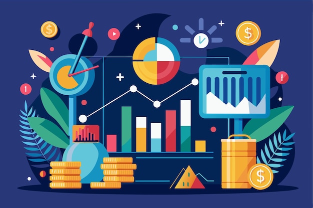 A detailed analysis of investment trends featuring graphs charts and financial elements for clear insights investment data