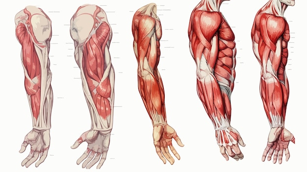 Vector detailed anatomy illustration of human body muscles