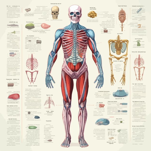 Detailed Anatomy Illustration Poster Showing Various Parts of Human Body