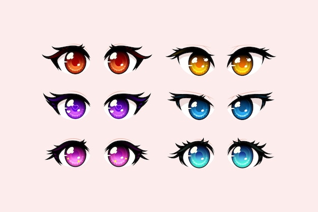 Vector detailed anime eye collection