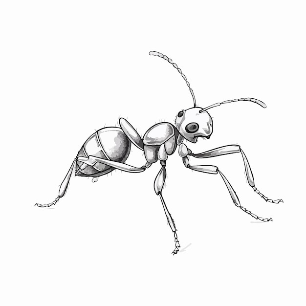 Vector detailed ant sketch cartoon vector illustration