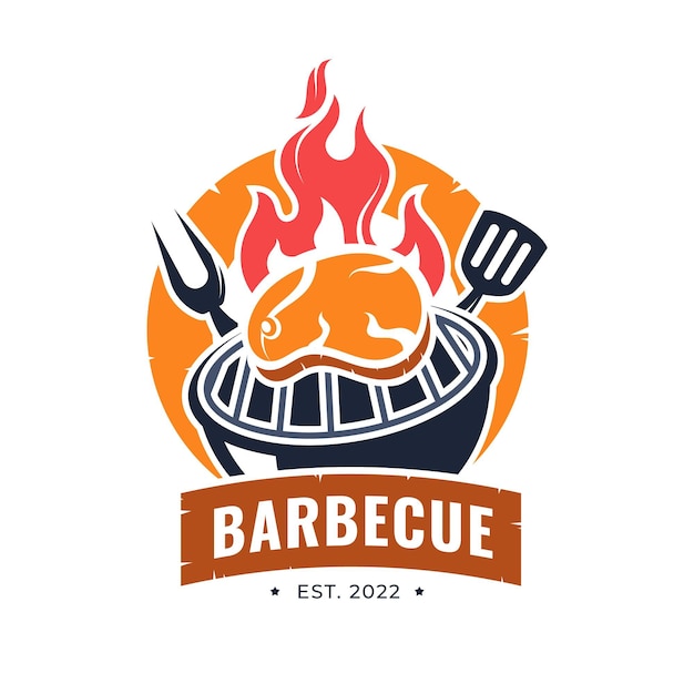 Detailed barbecue logo template