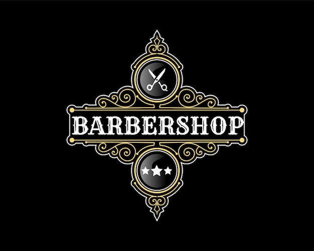 Detailed Barbershop vintage luxury lettering ornamental logo for tattoo studio barber spa salon