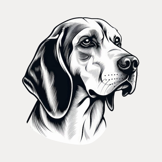 Detailed black and white dog