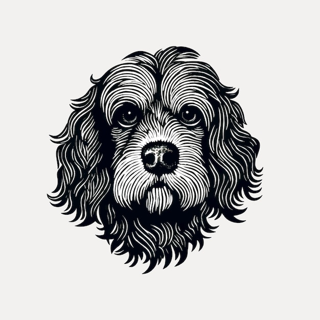 Detailed black and white dog