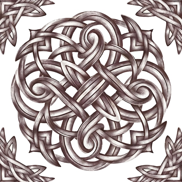 Vector a detailed black and white illustration of a celtic knot design print