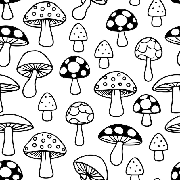 Vector detailed black and white mushroom artwork featuring realistic textures and a balanced composition h