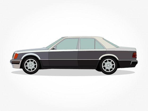 detailed body and rims of a flat colored car cartoon