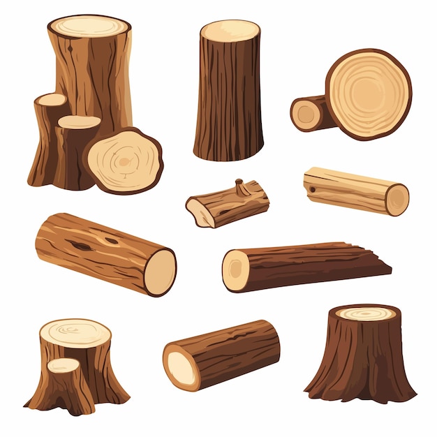 Vector detailed brown tree trunks vector illustration