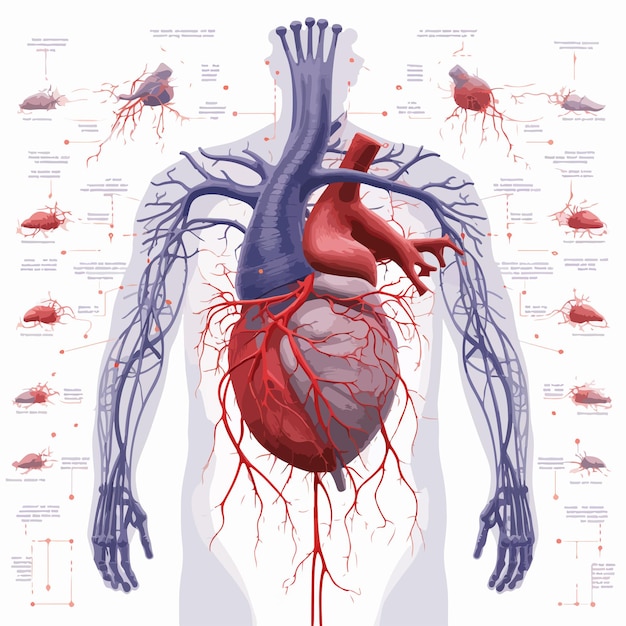 Vector detailed circulatory system human body illustration