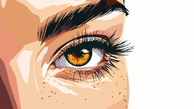 Vector detailed closeup of womans eye with symbol flat vector