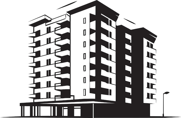 Detailed Condominium House Vector Art Capturing the Essence of Contemporary Architecture