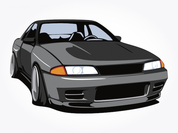 Detailed custom car cartoon illustration art