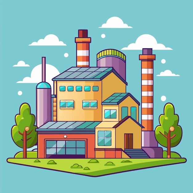 Detailed Dairy Factory Vector Art