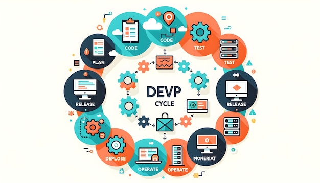 Detailed DevOps Cycle Stages Vector Design