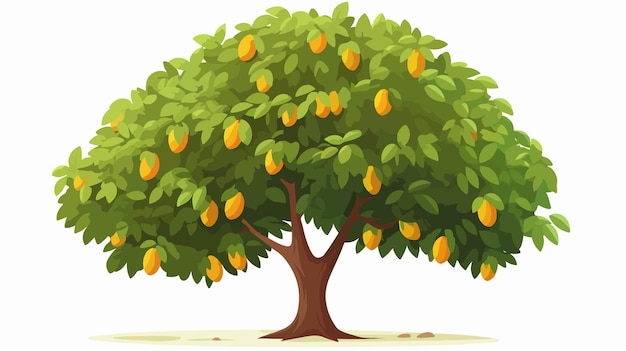 Vector detailed flat vector illustration of mango tree on white background