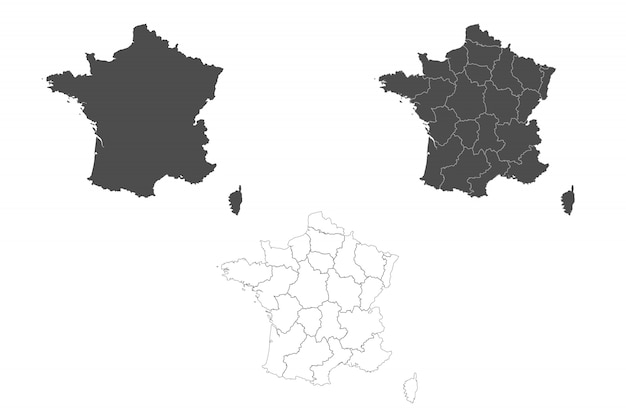 Detailed France map with borders of the regions.