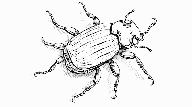 Vector detailed hand drawn engraved style sketch of beetle insect