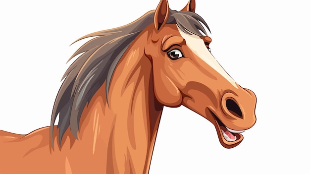 Vector detailed horse cartoon portrait closeup illustration