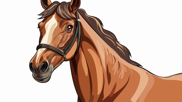 Vector detailed horse cartoon portrait closeup illustration