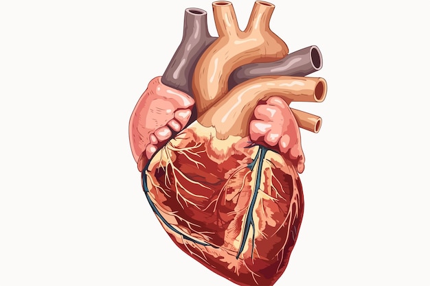 Vector detailed human heart anatomy illustration cross section