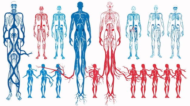 Vector detailed human veins and arteries illustration design for medical education