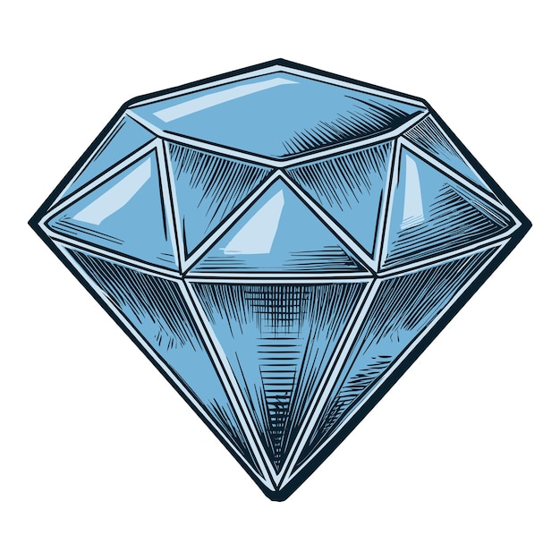 Vector detailed illustration of a blue faceted diamond