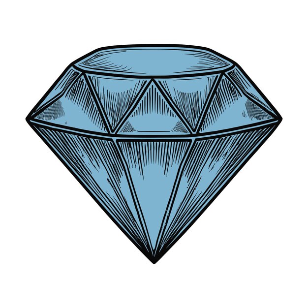 Vector detailed illustration of a blue faceted diamond