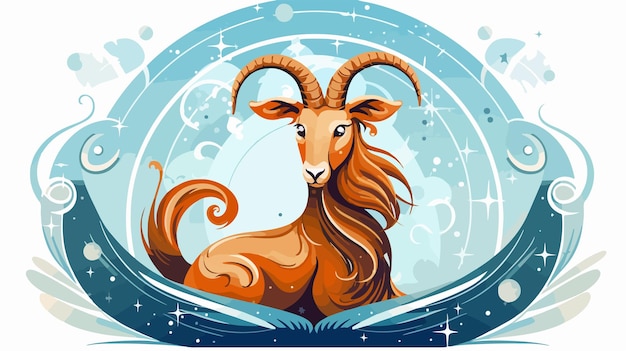 Vector detailed illustration of capricorn the sea goat zodiac horoscope sign