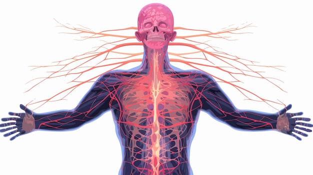 Vector detailed illustration of central nervous system anatomy