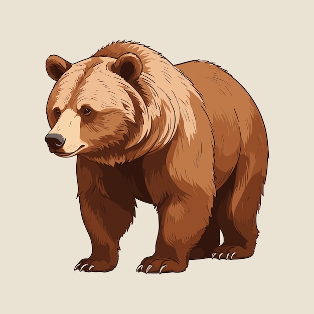 Detailed Illustration of a Grizzly Bear