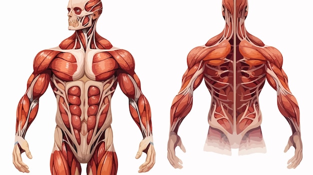 Detailed Illustration of Muscle Anatomy on White Background