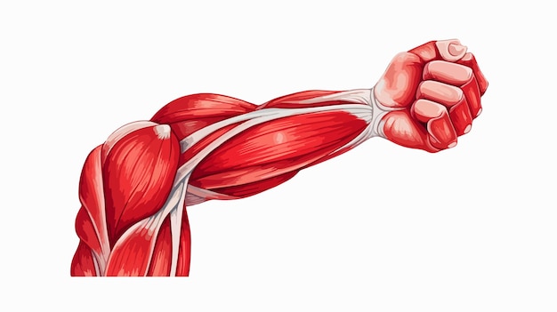 Vector detailed illustration of muscle anatomy on white background