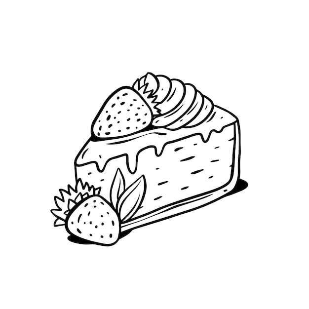 Vector detailed illustration of a slice of strawberry cheesecake ideal for bakers and dessert lovers