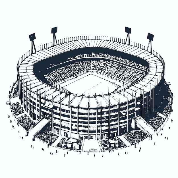 Vector detailed isometric stadium sketch